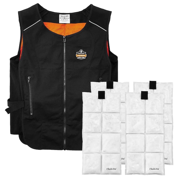 Ergodyne 2XL/3XL Black Lightweight Phase Change Cooling Vest and Packs 6260 - main